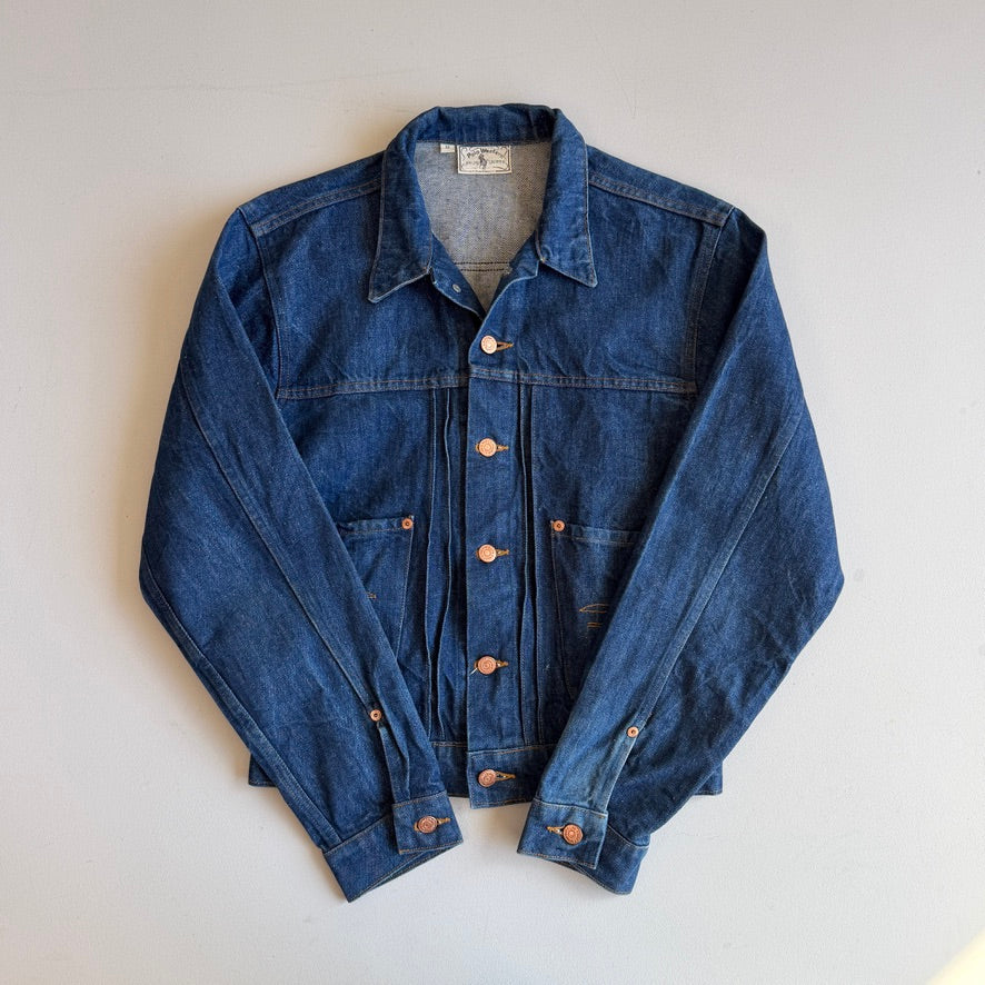VNTG Ralph Lauren Polo Western (M) Indigo Denim Copper Button Western Trucker Jacket