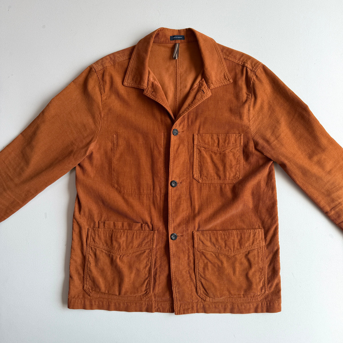 Drake's London (44 /XL) Burnt Orange Corduroy Chore Coat Jacket