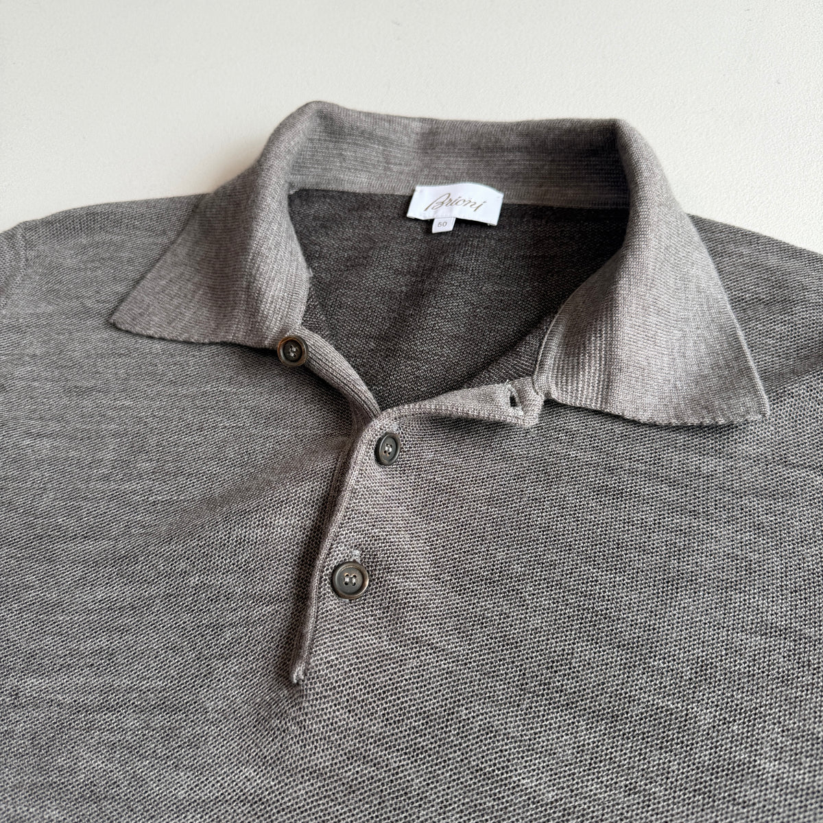 Brioni (50IT) Gray Wool Knit Collared Button Pullover Sweater