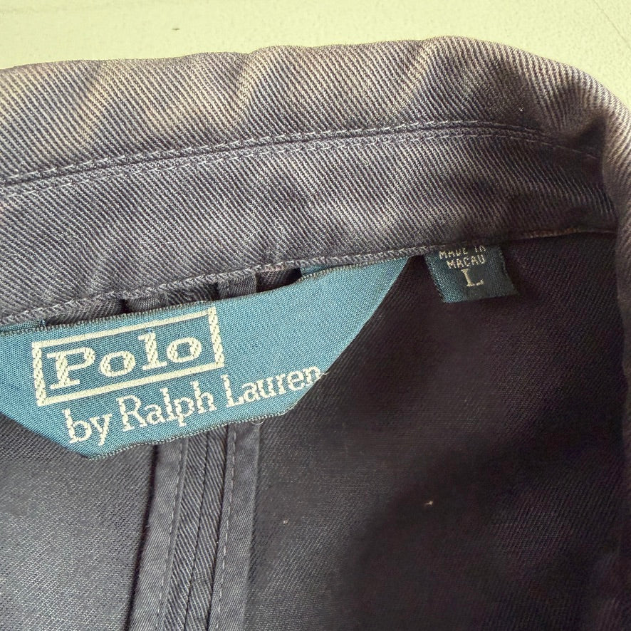 VNTG Polo Ralph Lauren (L / XL) Crest Navy Blue Cotton Twill Sport Coat