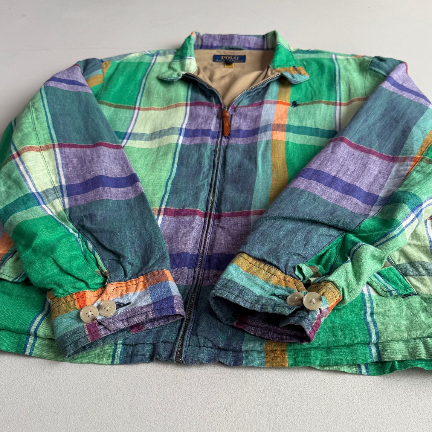 Polo Ralph Lauren (M) 100% Linen Madras Lined Jacket