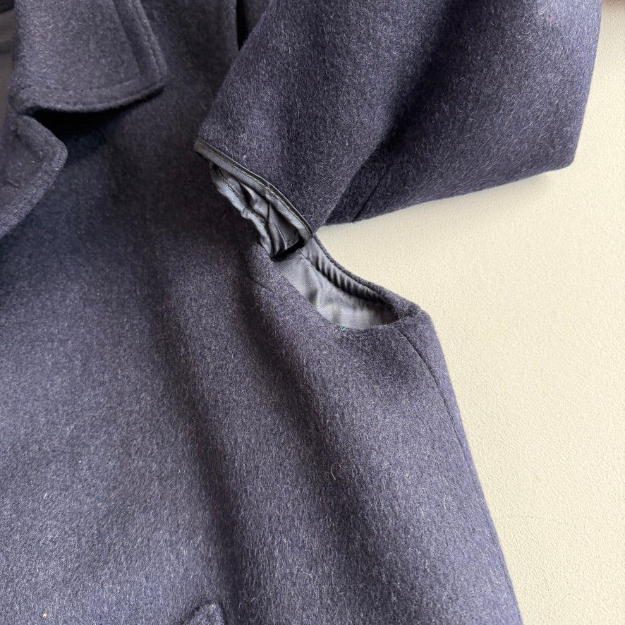 VNTG Burberry (40/ 50IT) Loden-Style MADE IN AUSTRIA Wool Navy Blue Overcoat