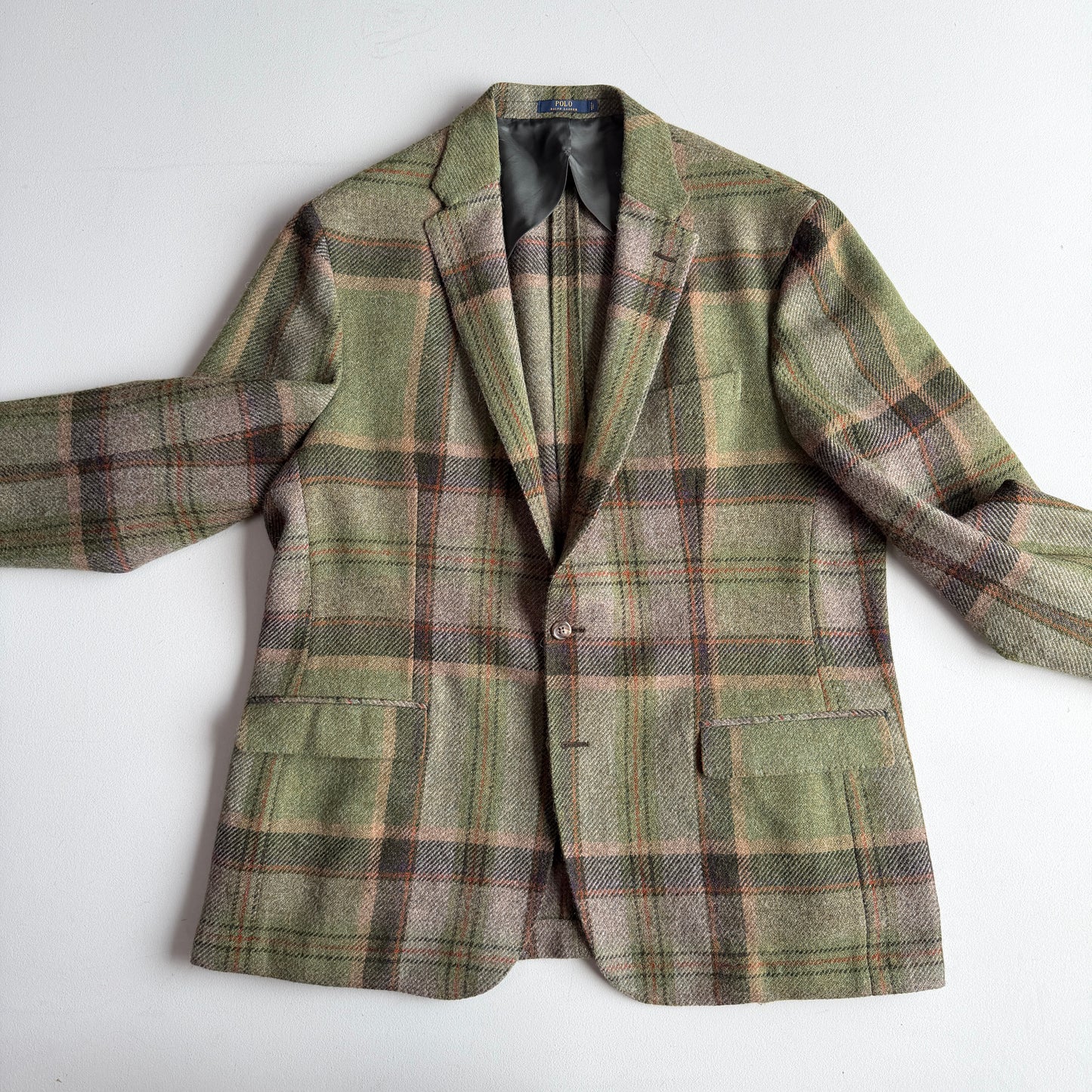 Polo Ralph Lauren (46R) Wool/Alpaca Tweed Plaid Unstructured Green Sport Coat