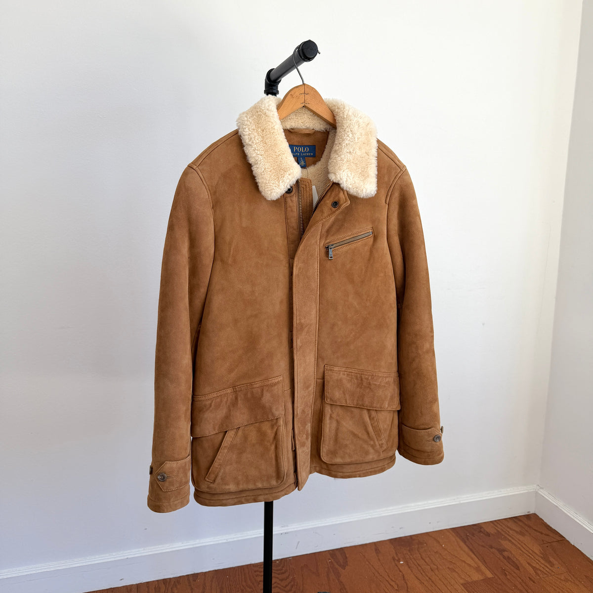NWT Polo Ralph Lauren (S) Shearling Lamb Suede Leather Car Coat