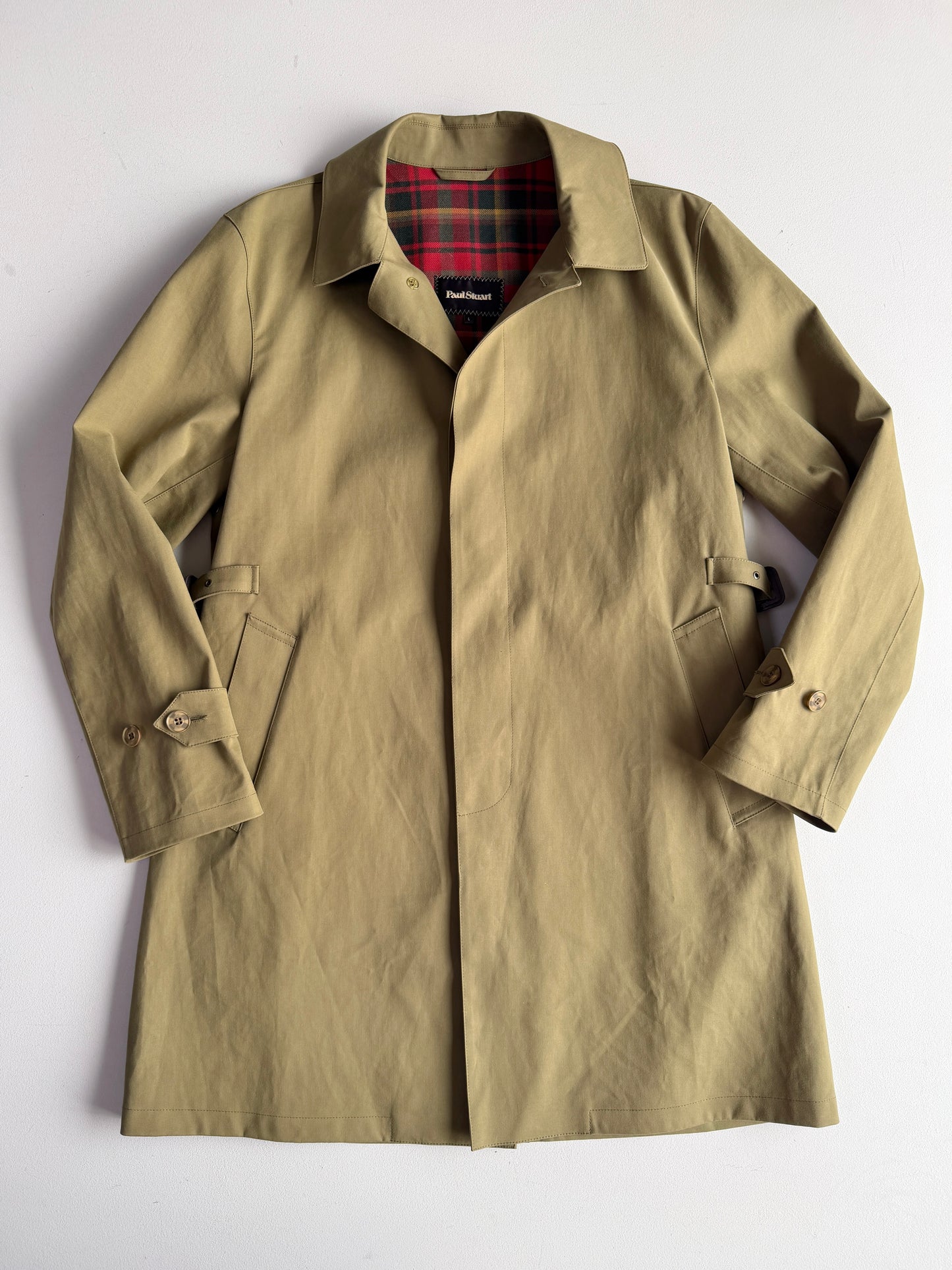 Paul Stuart (L / 42L) Cotton Side-Tab Olive/Khaki Rain Mac Coat