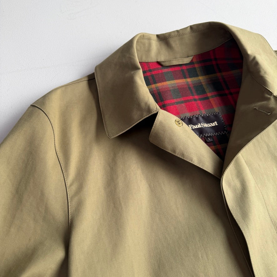 Paul Stuart (L / 42L) Cotton Side-Tab Olive/Khaki Rain Mac Coat