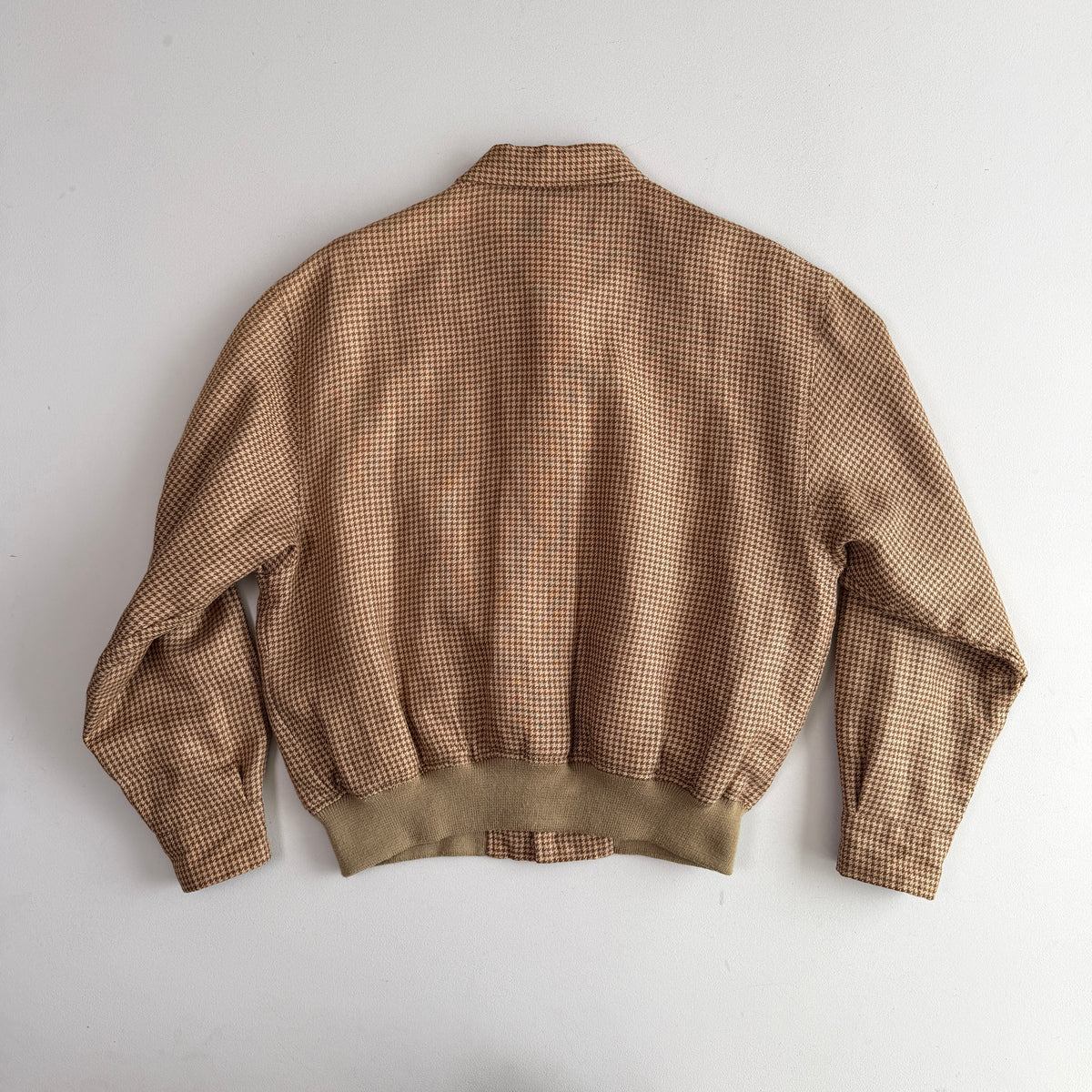 VNTG Polo Ralph Lauren (L) 100% Linen Houndstooth Button Bomber-Style Jacket
