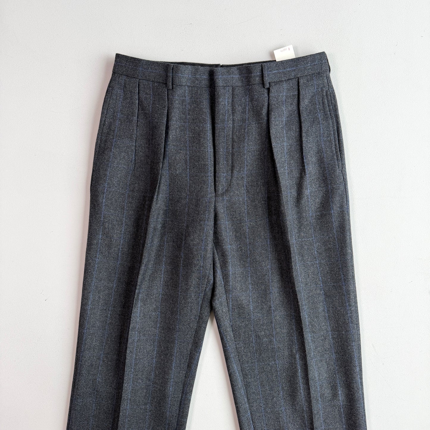 NWT VNTG Polo Ralph Lauren (34W) Wool Pleated Blue-Overcheck Trouser Pants