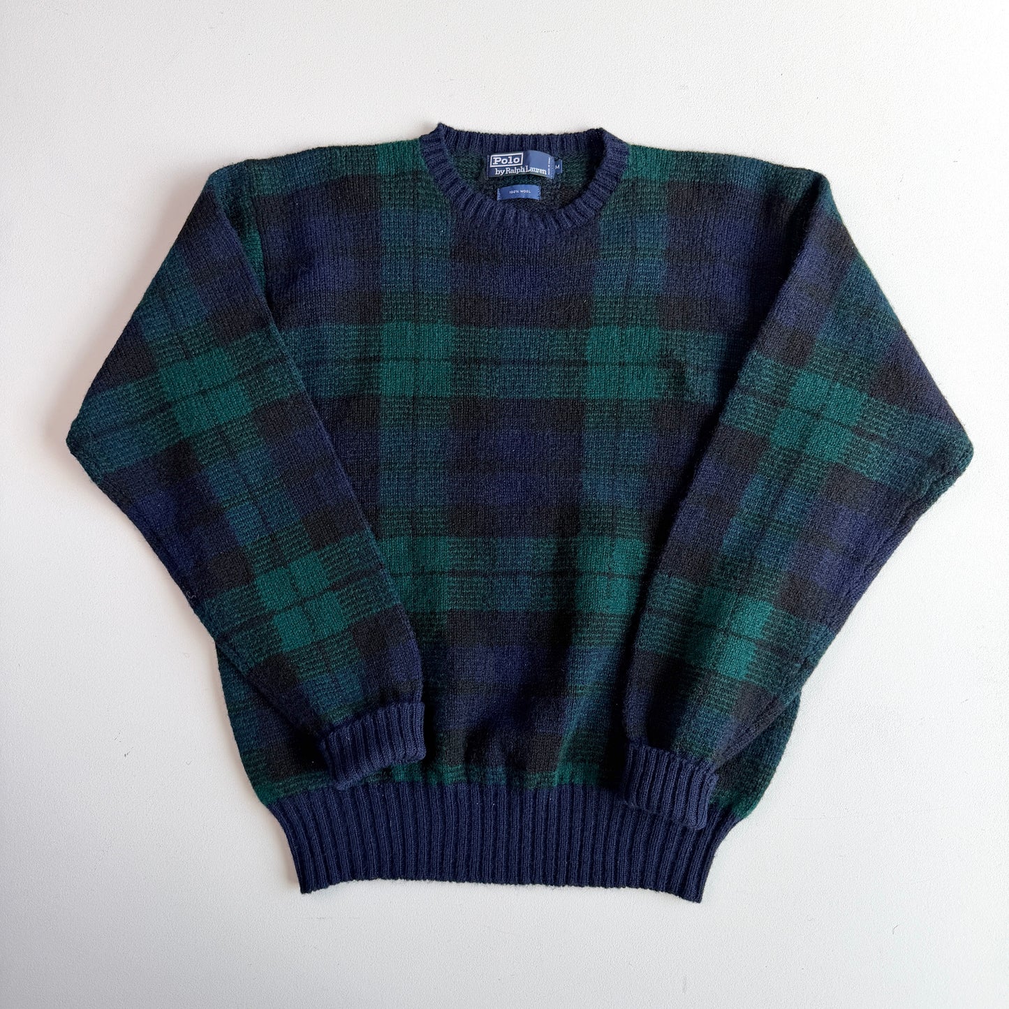 VNTG Polo Ralph Lauren (M) Black Watch Wool Knit Sweater