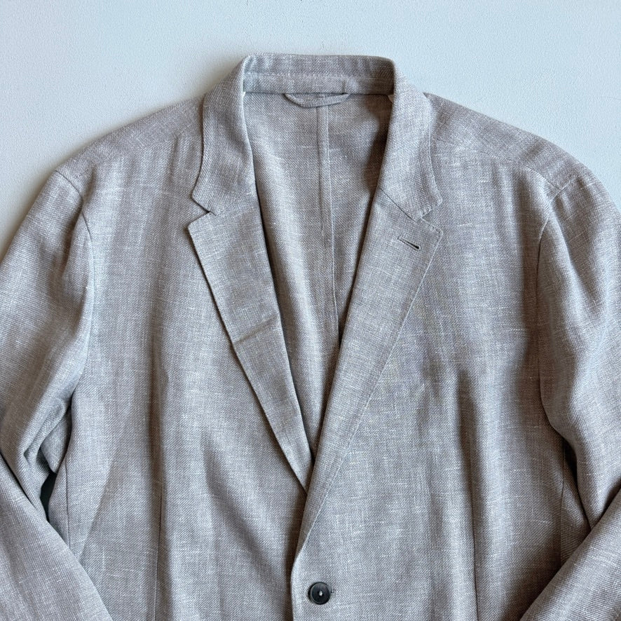 Ermenegildo Zegna (56R) Taupe Linen/Wool/Silk Unstructured Crossover "Shirt Jacket"