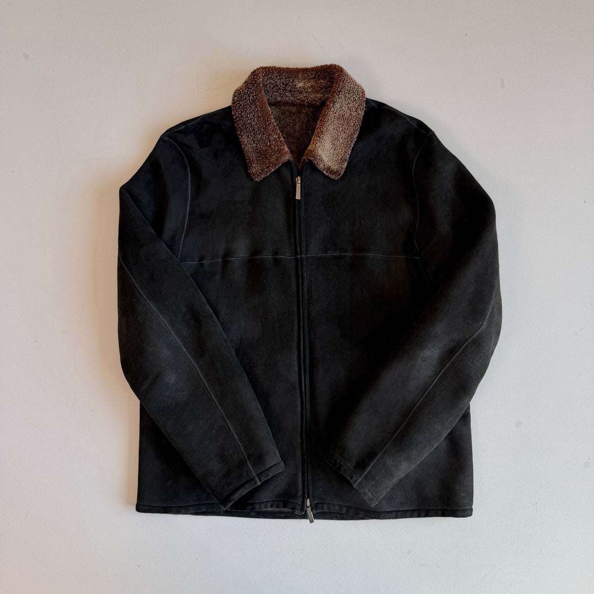 Burberry London (52) Lamb Shearling Suede Leather Black/Bronze Jacket