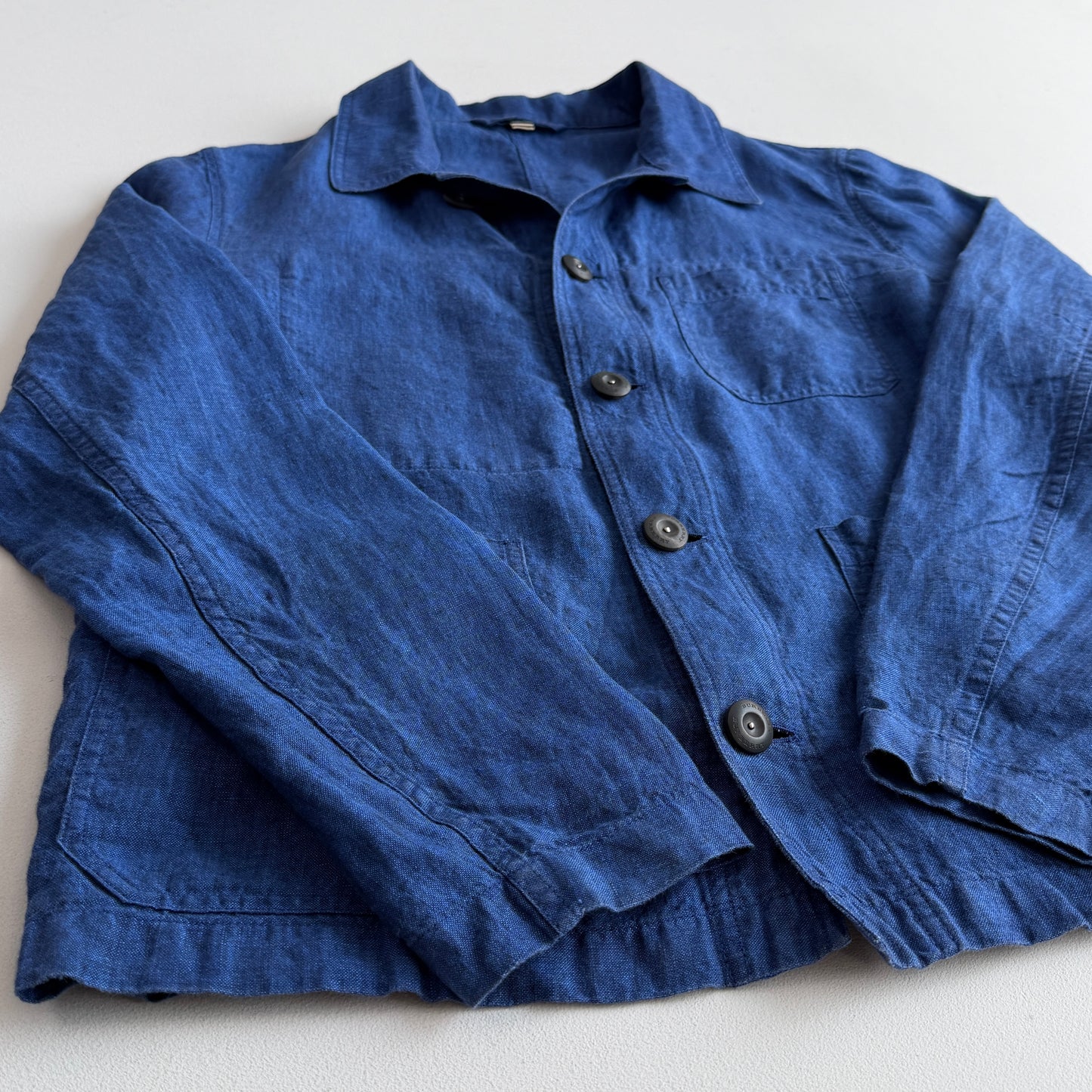 Burberry (48R / S) Indigo Blue 100% Linen Button Chore Overshirt Coat