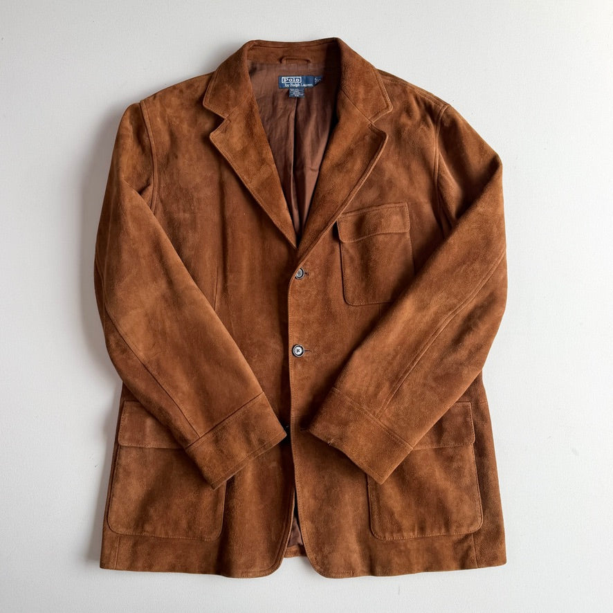 Polo Ralph Lauren (XL) Half-Norfolk Suede Leather Tawny Brown Sport Coat
