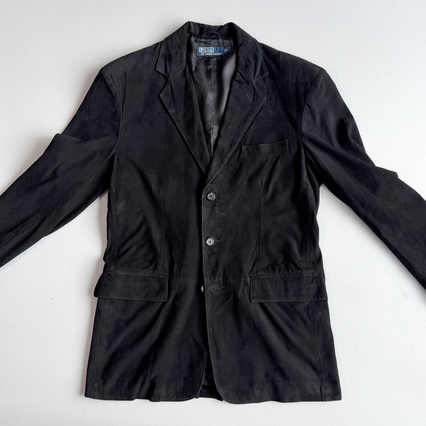 Polo Ralph Lauren (S / 38R) Black Suede Leather Structured Sport Coat