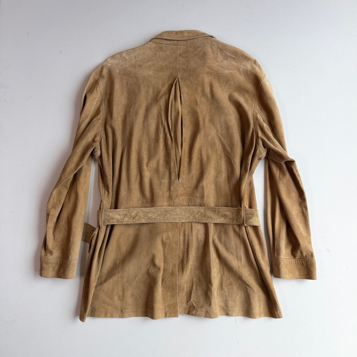 Polo Ralph Lauren (XL) Suede Leather Safari Belted Tan Jacket Coat