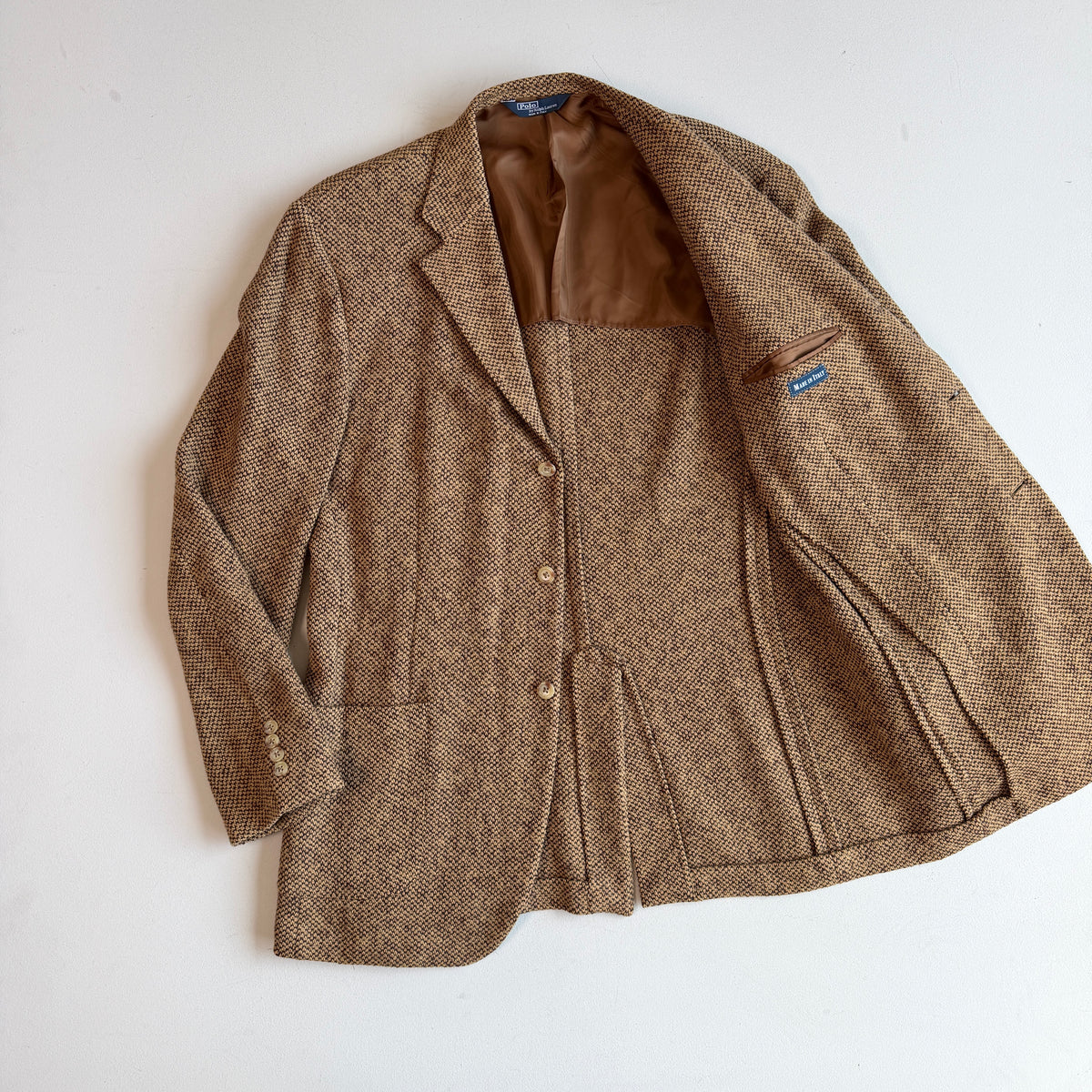 Polo Ralph Lauren (44L) Birdseye Tweed Wool 3-Button Brown Sport Coat