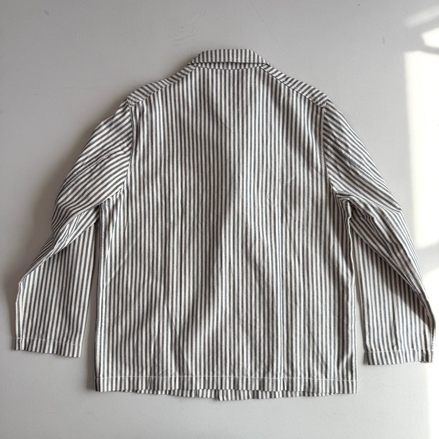 Drake's London (44) Blue and Ecru Stripe Cotton-Linen Deck Chore Jacket