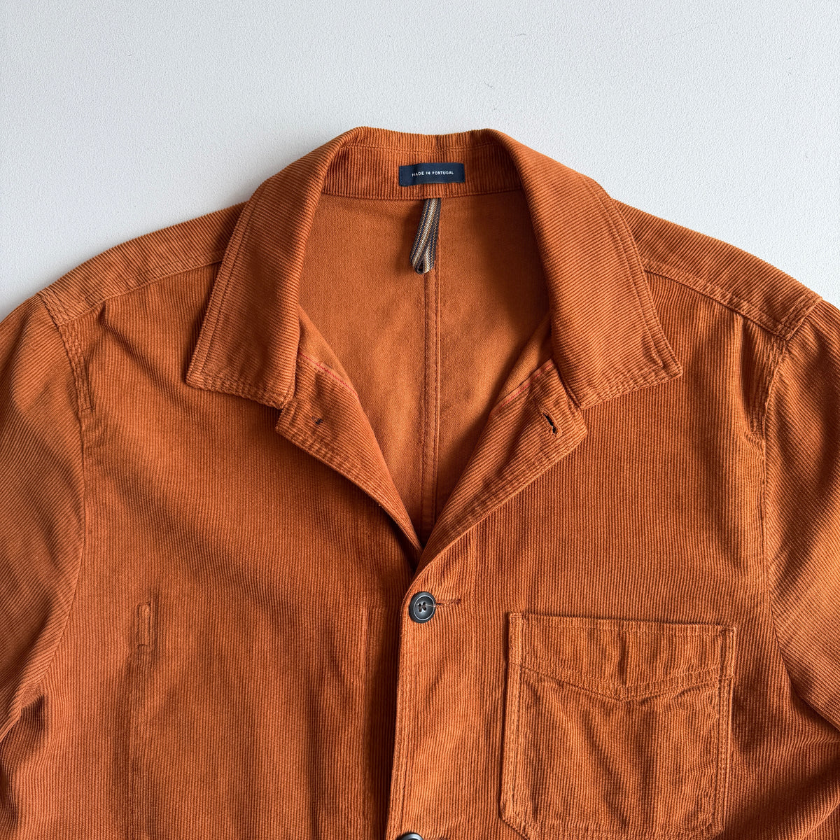 Drake's London (44 /XL) Burnt Orange Corduroy Chore Coat Jacket
