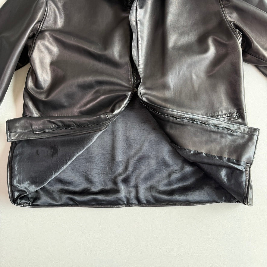 Giorgio Armani (42 /44) Black Glove Soft Lambskin Leather Coat