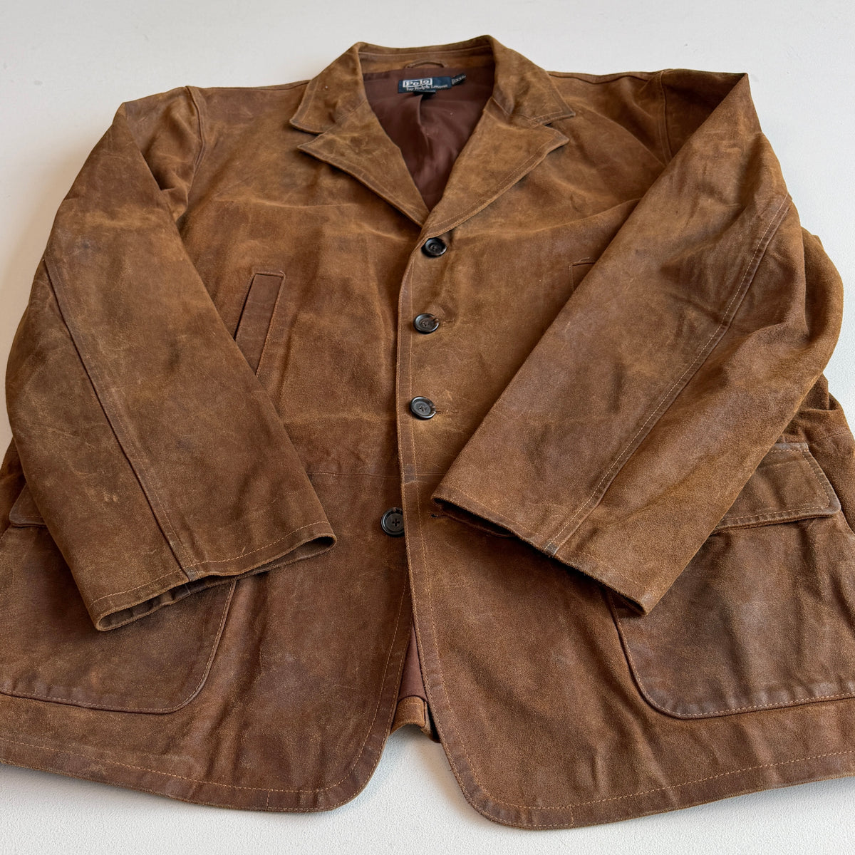 Polo Ralph Lauren (2XL) Leather Suede Half-Norfolk Tawny Field Jacket Coat