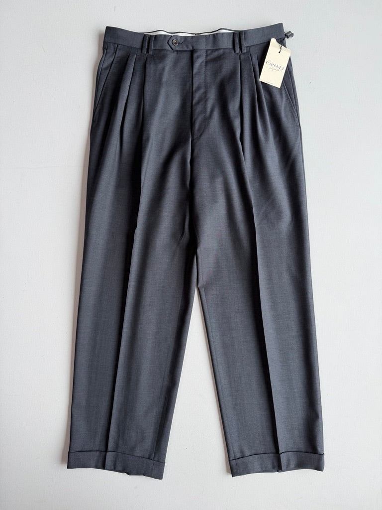 NWT Canali (36W) Cavalry Twill 100% Wool Pleated Relaxed Trouser Pants