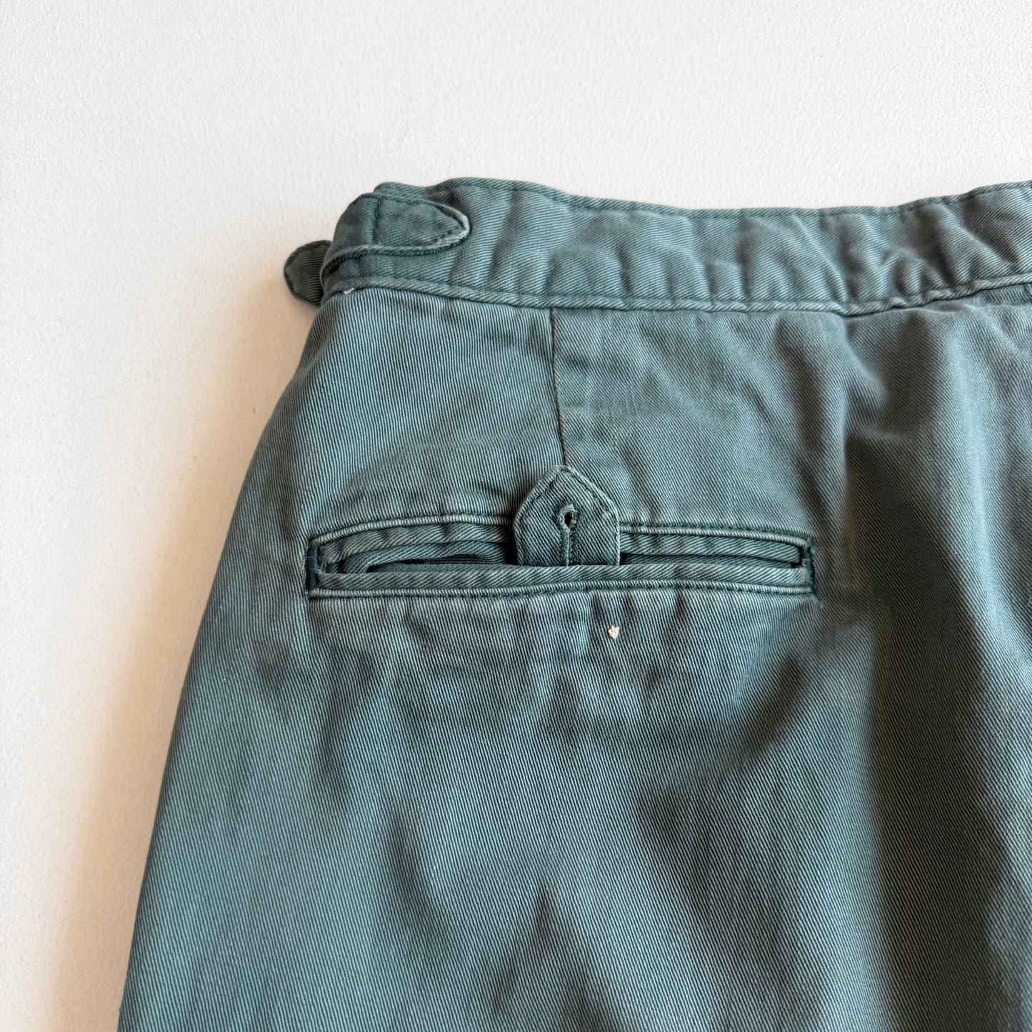 VNTG Polo Ralph Lauren (33x30) Dusty Turquoise Pleated Side Tab Cotton Chinos
