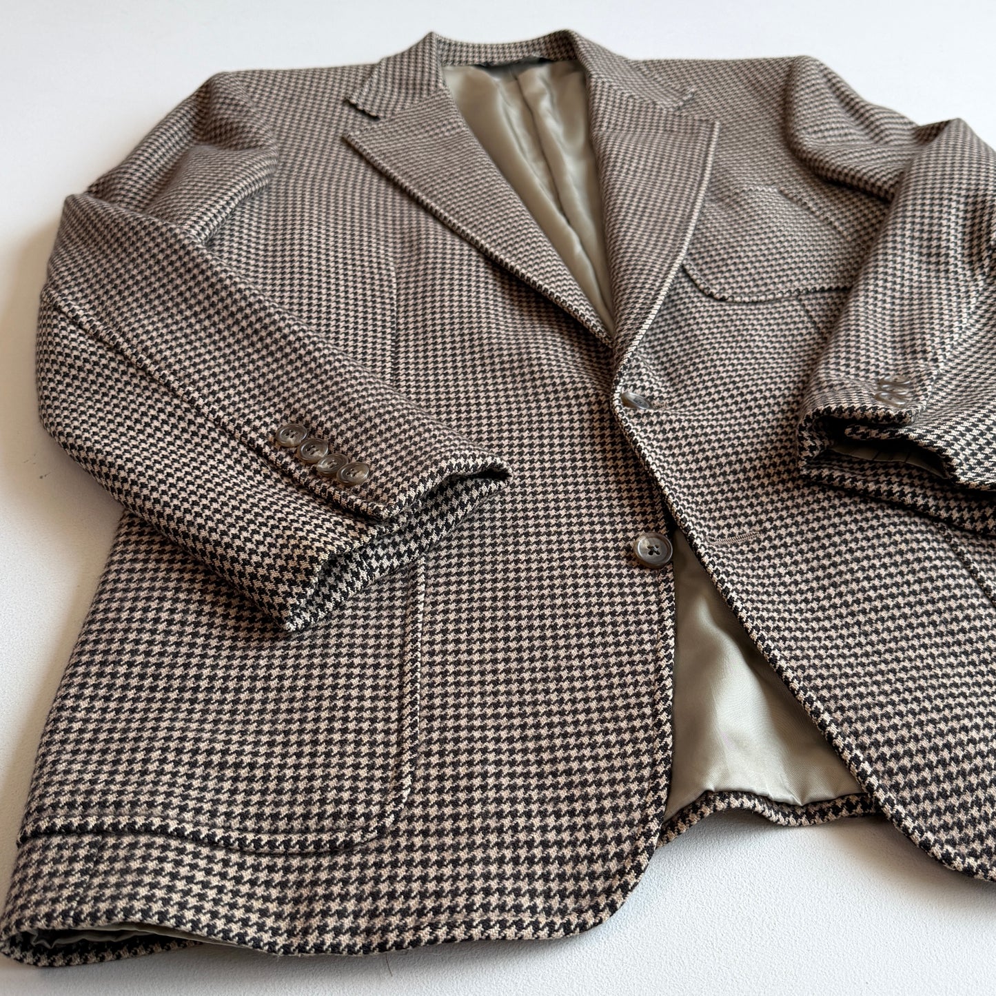 VNTG Polo Ralph Lauren (42R) Wool Houndstooth Brown/Cream Sport Coat