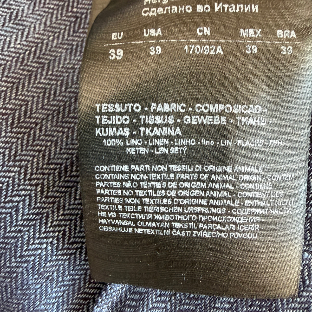NWOT Giorgio Armani (15.5 / Fits M) 100% Linen Slate Blue Herringbone Shirt
