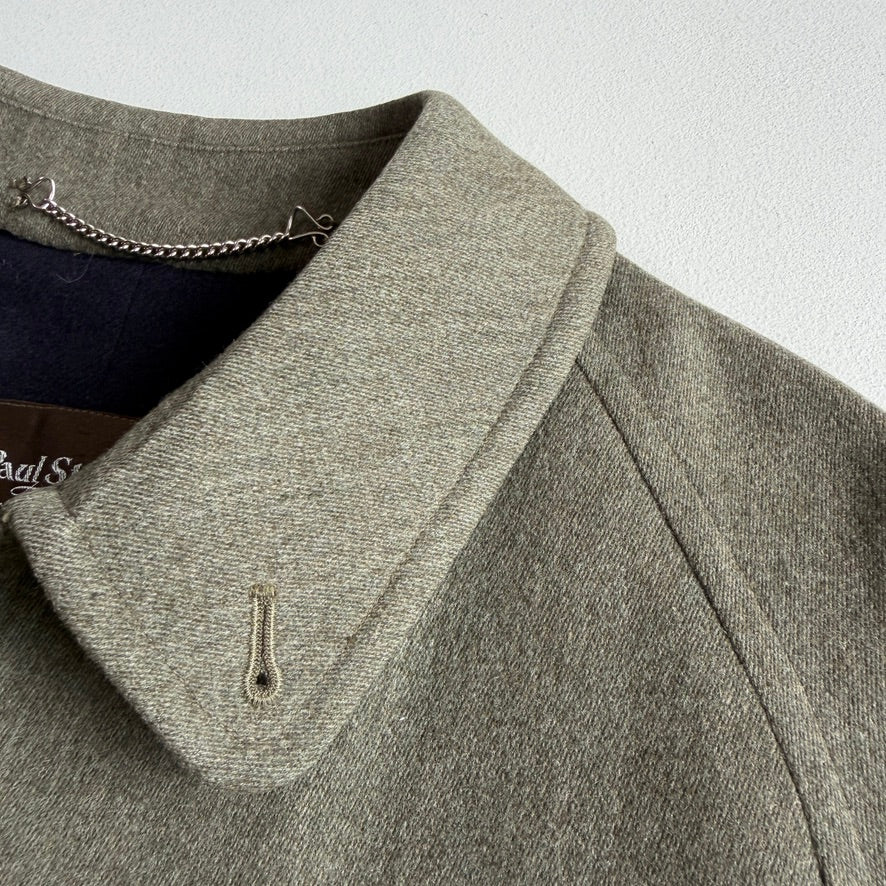 Paul Stuart (40R) Sage 100% Wool Twill Lined Balmacaan Car Coat