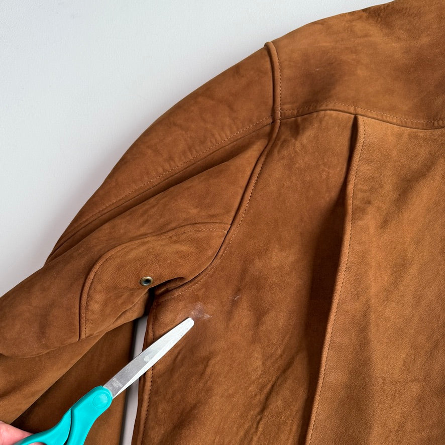 Burberry (XL) Suede Leather Tawny Nova Check Lined Field Coat