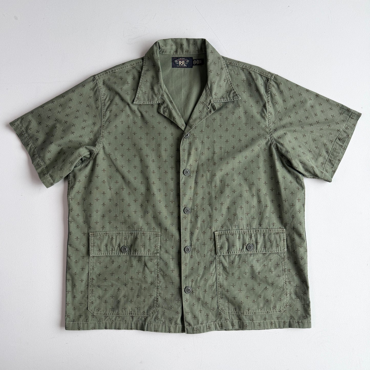NWOT RRL Ralph Lauren (XL) Evanston Cotton Ripstop Short Sleeve Camp Shirt