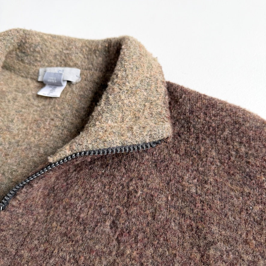 Zenga Sport (M) Wool-Blend Mottled Boucle Red Brown Jacket