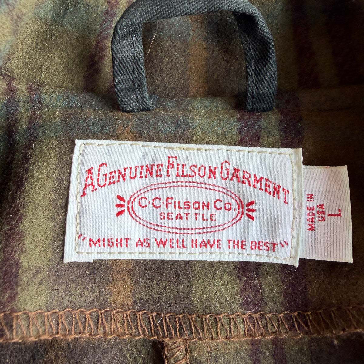 Filson (L) Yukon Wool Plaid Shooting Cruiser Mackinaw Coat