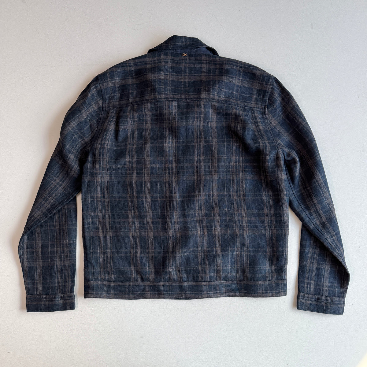 NWOT Billy Reid (L) 100% Linen Plaid Trucker Jacket