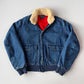 VNTG Polo Ralph Lauren (S) Shearling Collar Denim Flannel Lined Bomber Jacket