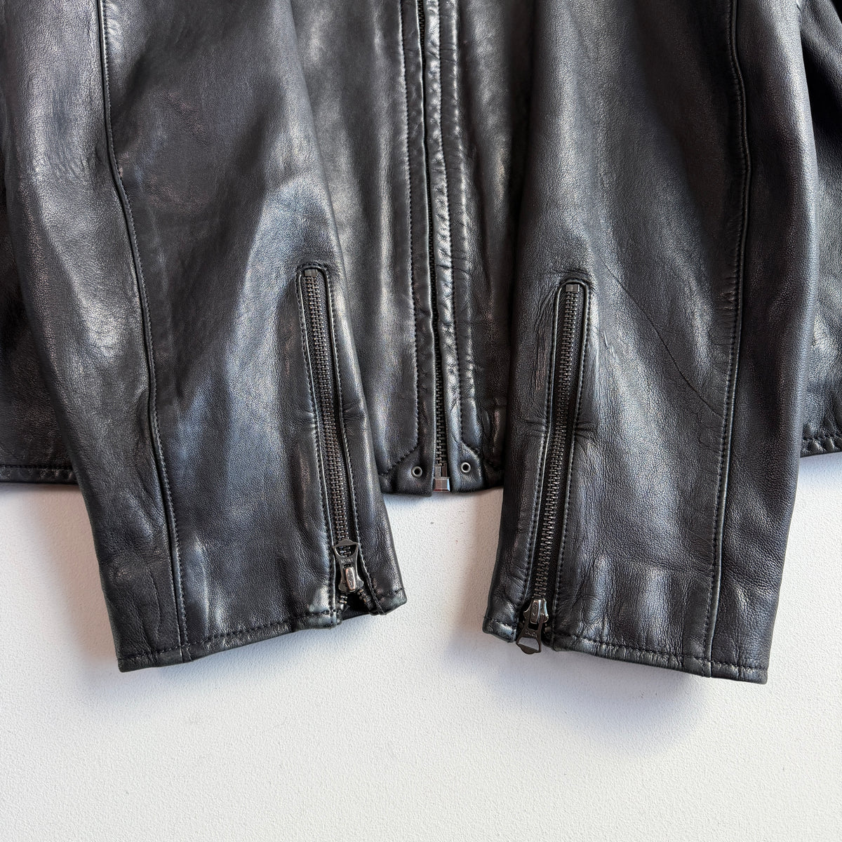 Polo Ralph Lauren (2XL) Midnight Brown Sheep Leather Cafe Racer Motorcycle Jacket