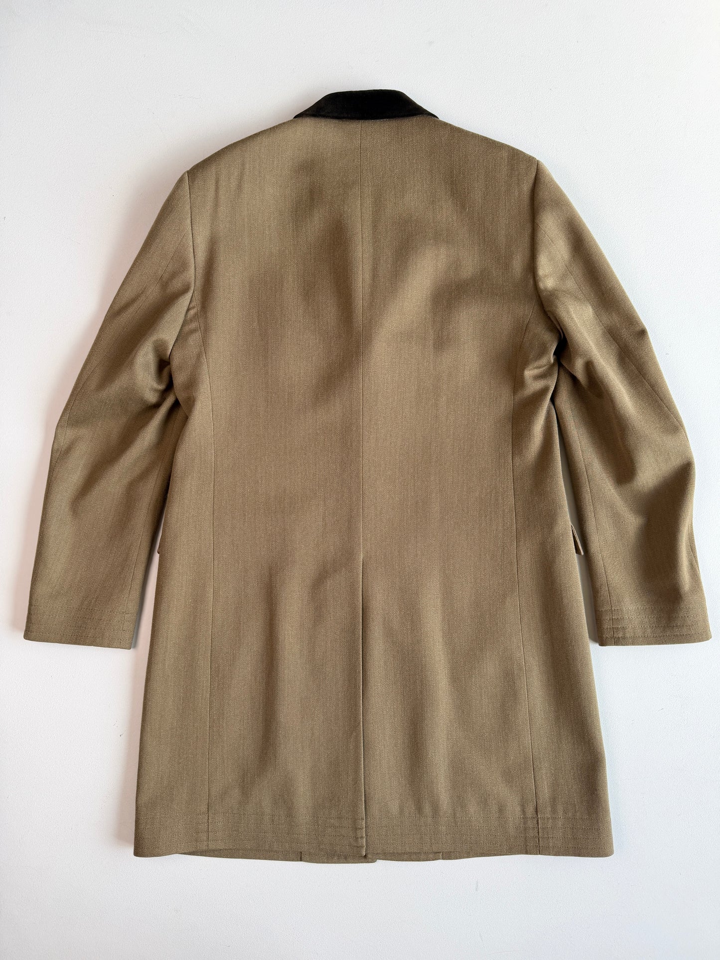 Polo Ralph Lauren (44R) Velvet Collar Wool Woven Covert Fawn Topcoat