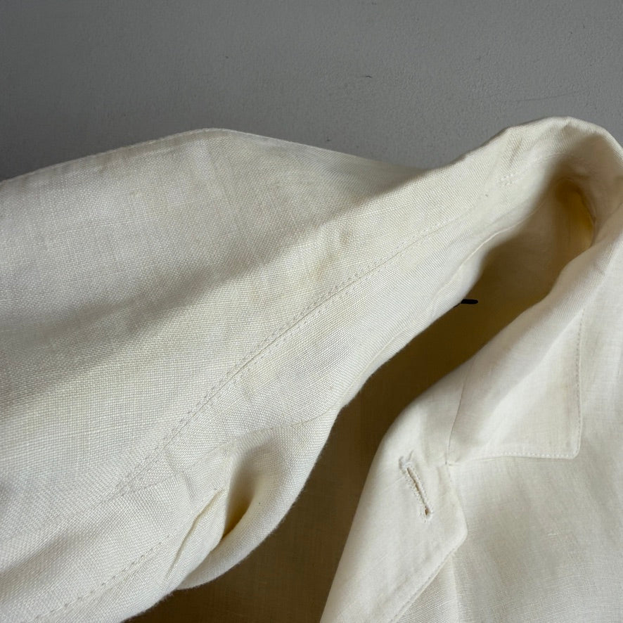 Ralph Lauren Purple Label (M) 100% Linen Ivory Cream Chore Coat Jacket