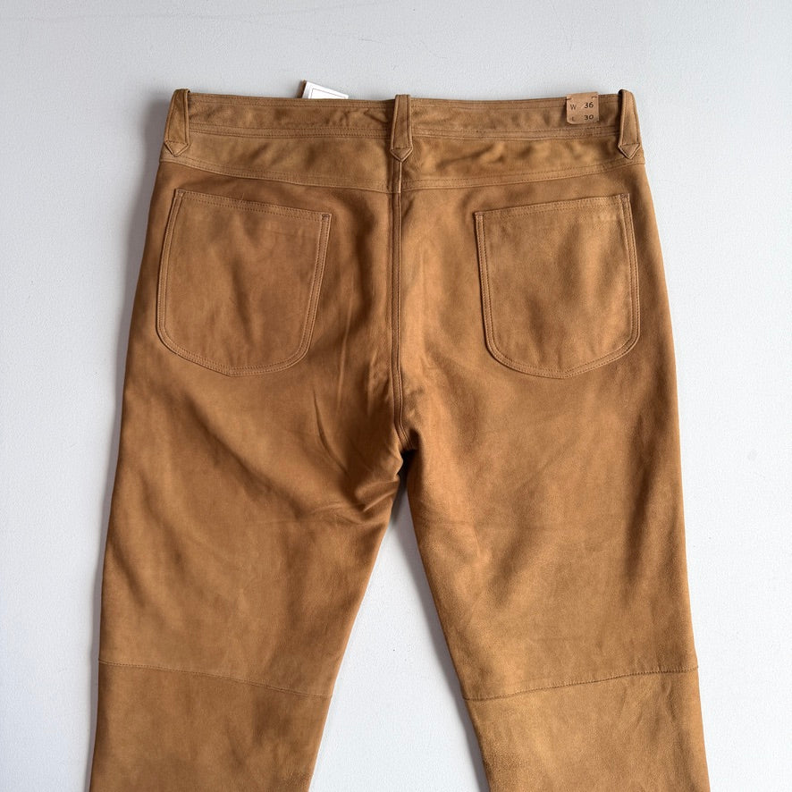 NWT RRL Ralph Lauren (36x30) Sheep Suede Leather Western Tawny Brown Pants