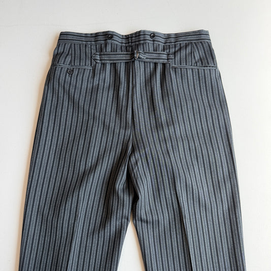 VNTG Polo Ralph Lauren (36x32) Wool French Workwear Stripe Back Cinch Trouser Pants