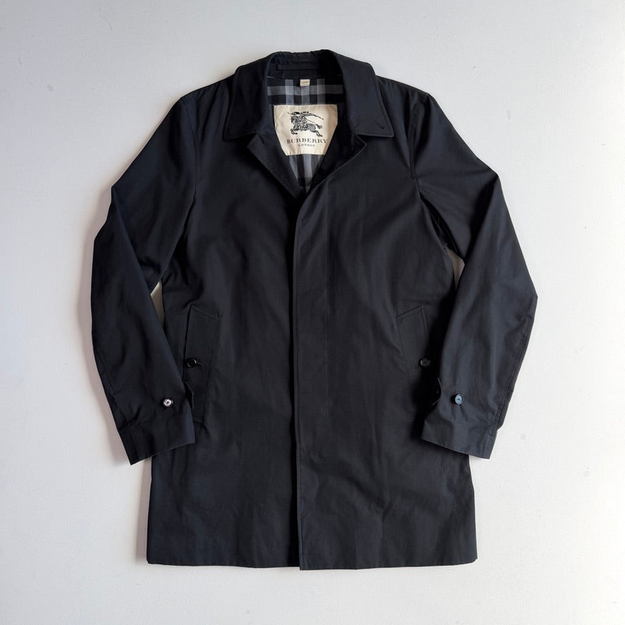 Burberry (48IT / M) Black 100% Cotton Gabardine Twill Car Coat