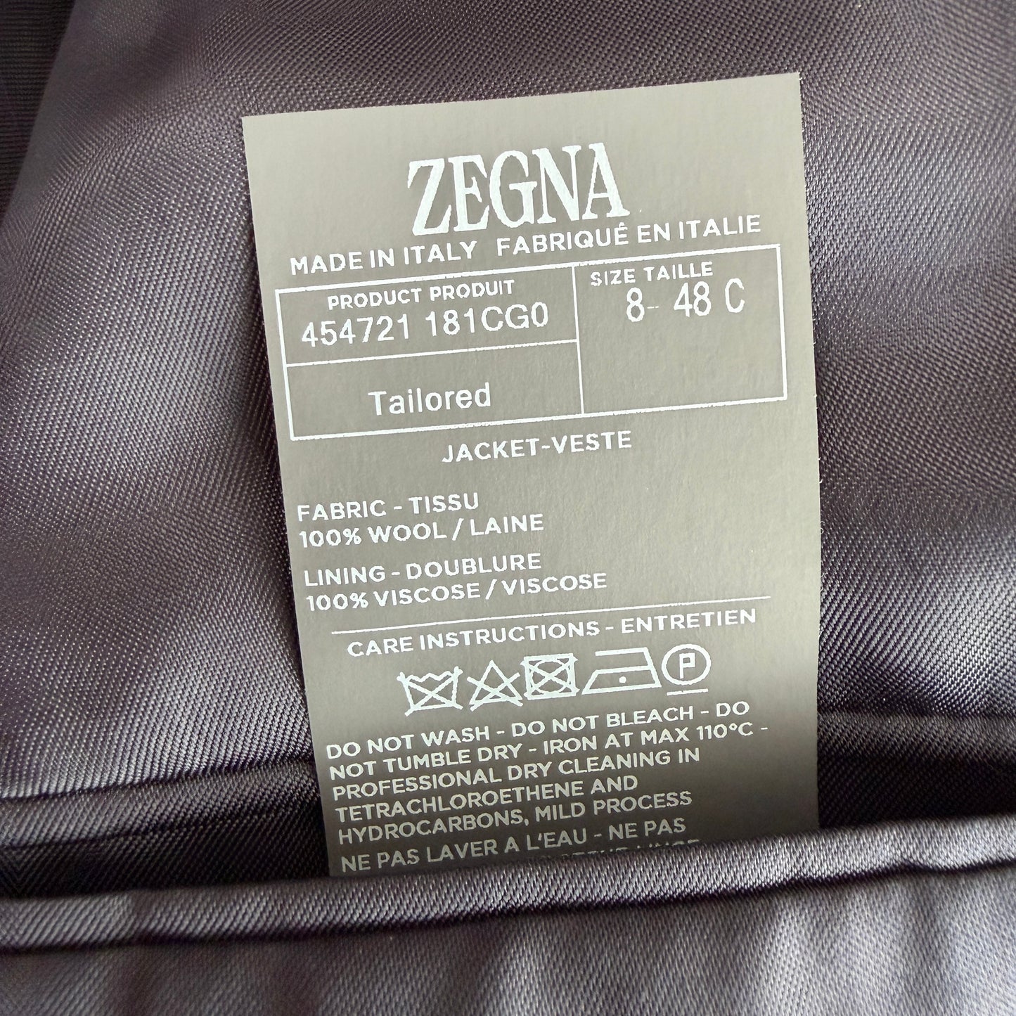 Zegna (48S/C - 38S) Soft-Plum 100% Wool Lightly Structured Sports Coat