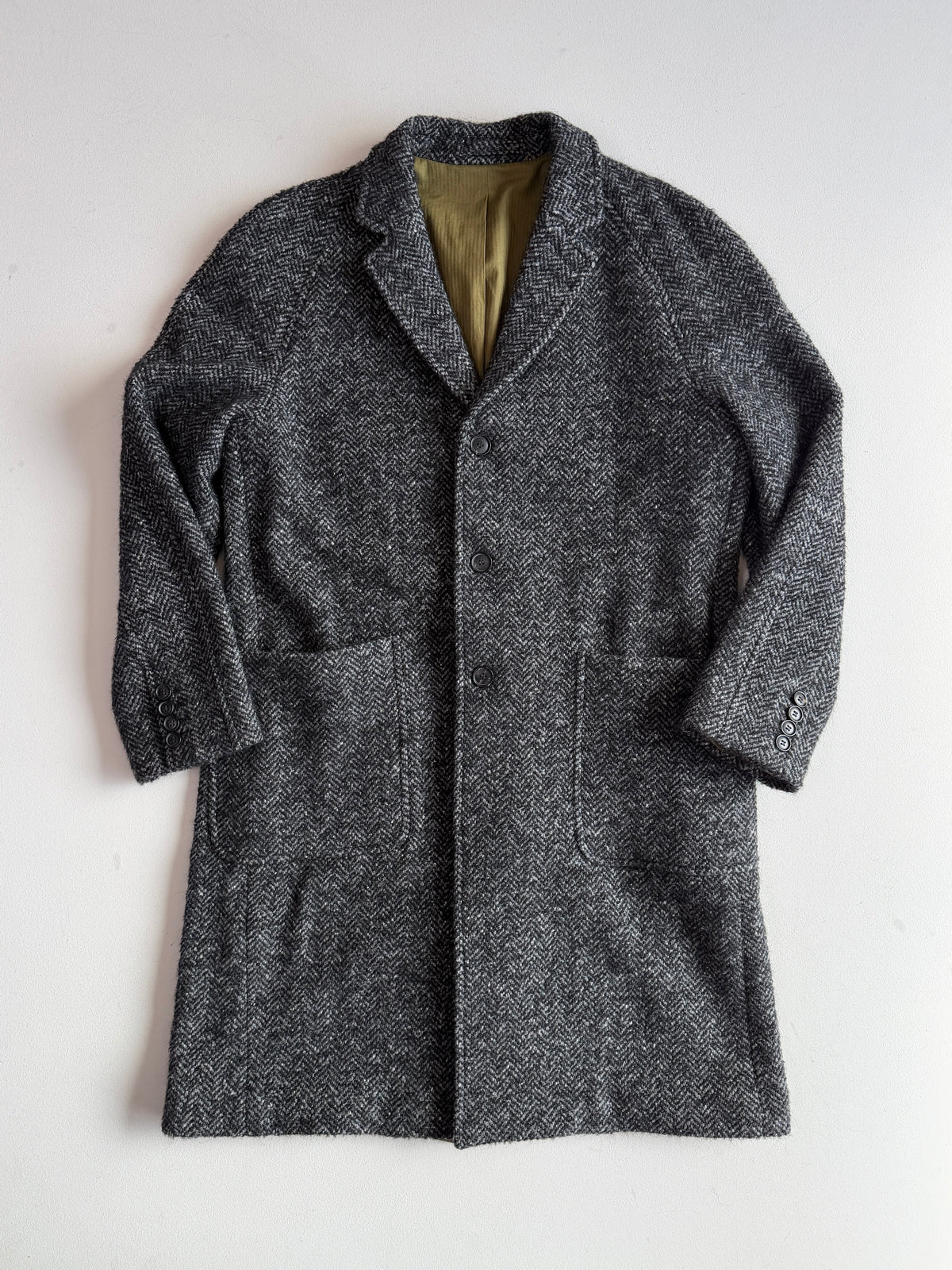 Todd Snyder (L) Wool/Alpaca/Mohair Boucle Tweed Balmacaan Coat