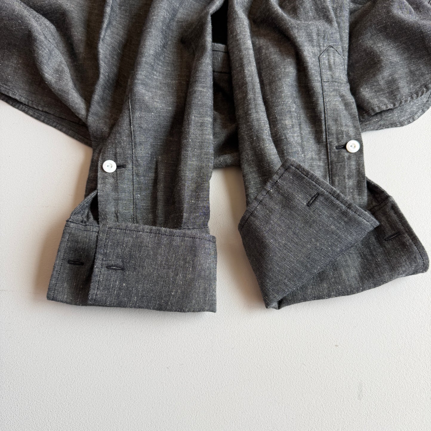 RRL Ralph Lauren (L) Pleated Bib Tuxedo Collar French Cuff Chambray Shirt