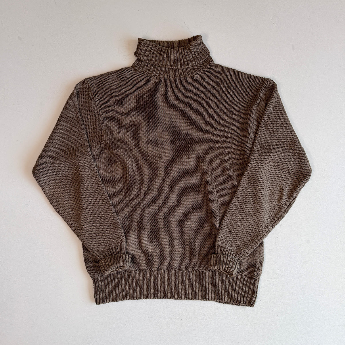 VNTG Polo Ralph Lauren (XL) Linen/Cotton Cedar Brown Turtleneck Sweater