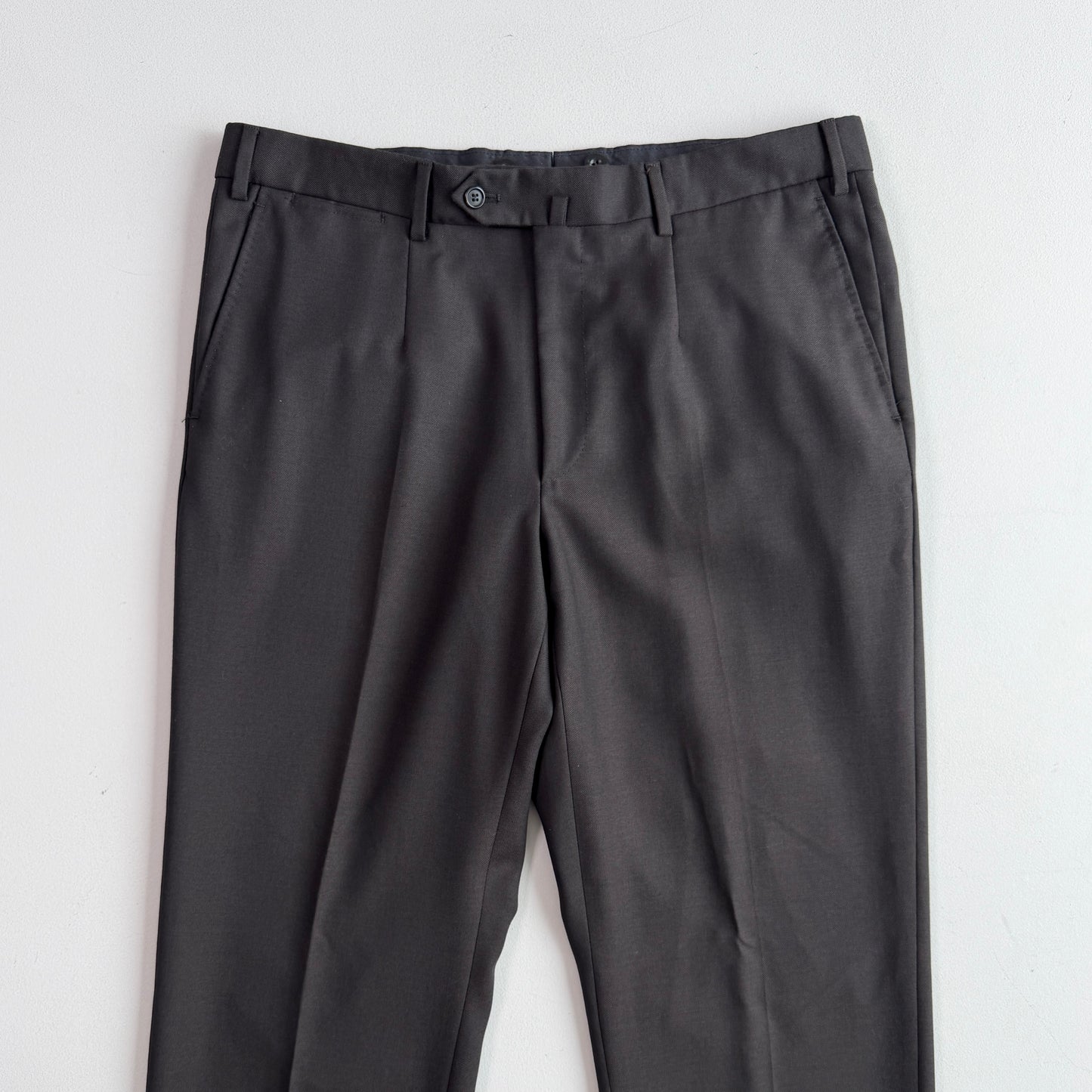 Isaia (36 x34) Dark Brown Wool Hopsack Basketweave Cuffed Pants