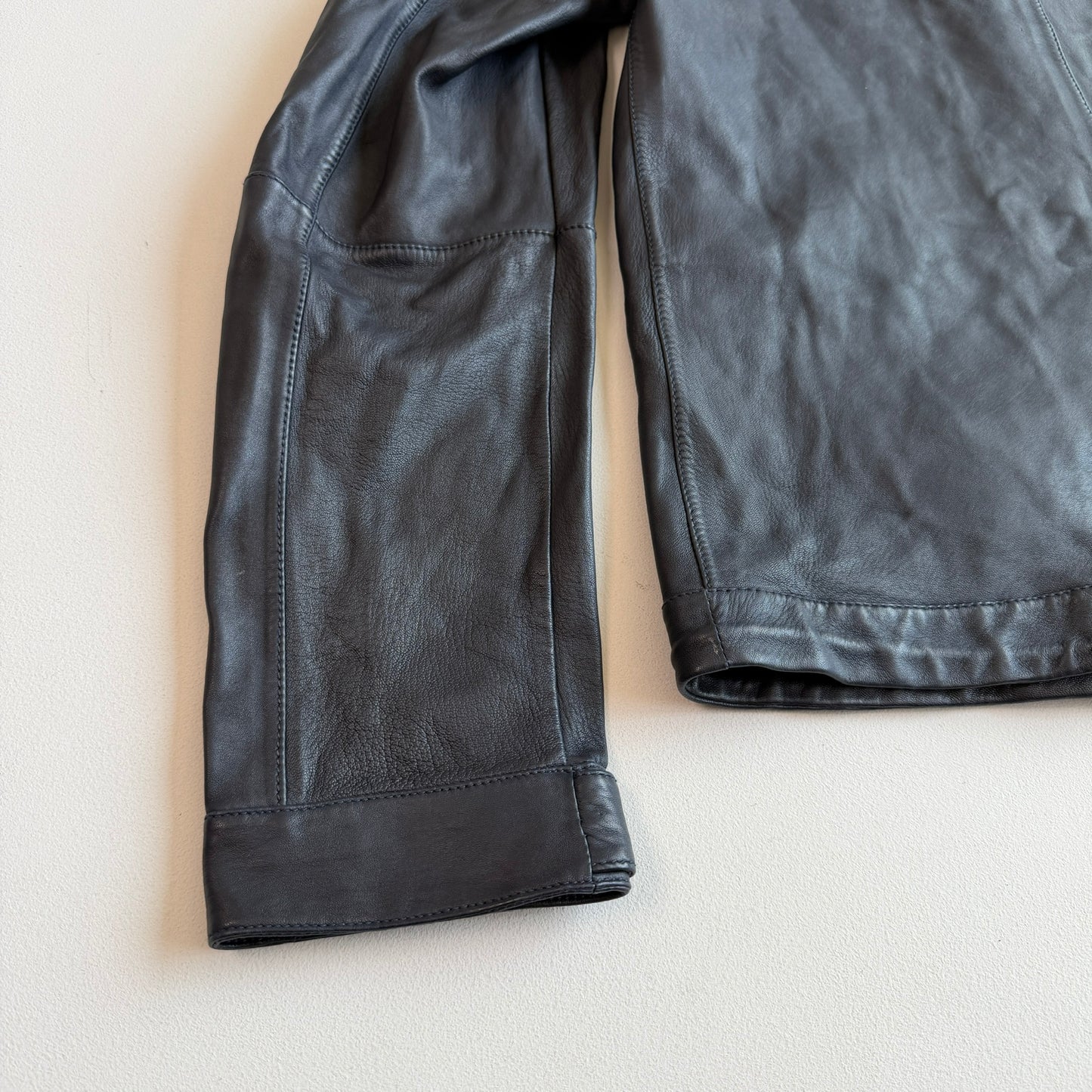 Burberry Brit (M) Leather Slate Blue Zip Hooded Jacket