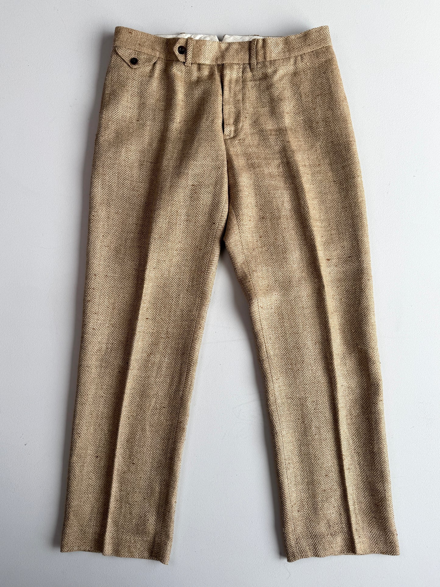 Polo Ralph Lauren (34x30) Golden Wheat Silk/Linen Herringbone Pants