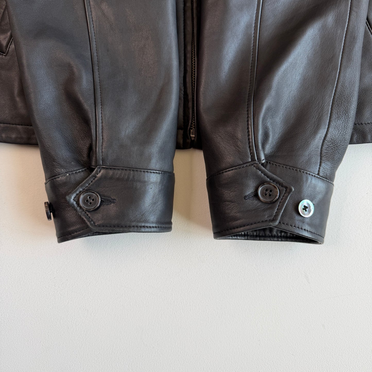 Polo Ralph Lauren (L) Black Glove Soft Leather Plaid Lined Jacket