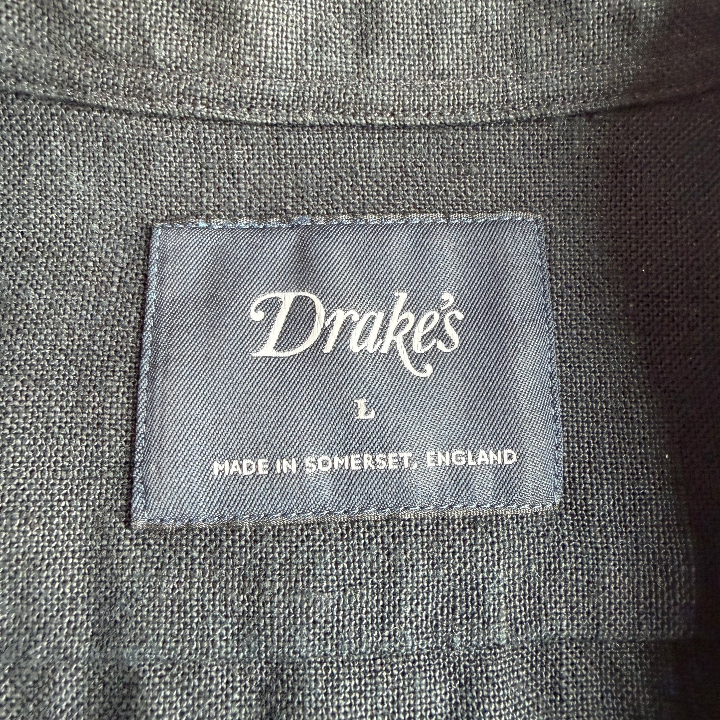 Drake's London (L) Washed Linen Indigo-Dyed Overshirt Jacket